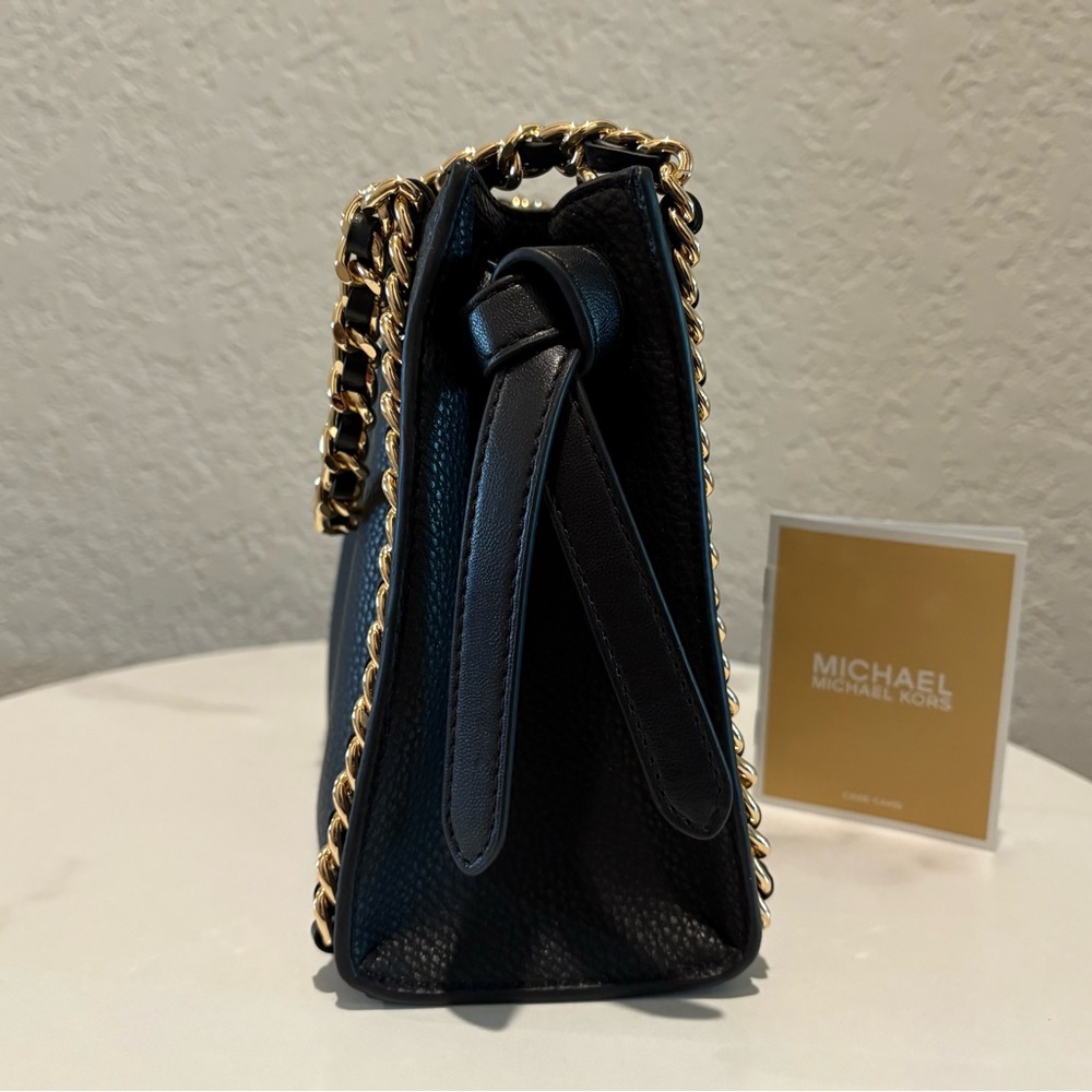 Michael Kors Black Leather Mina Chain Crossbody Shoulder Bag NWT - Picture 3 of 7